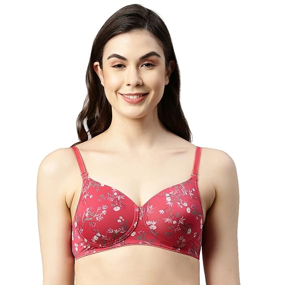 Enamor Women's Nylon Casual T-Shirt Bra – Lightly Padded, Wirefree, Everyday Comfort